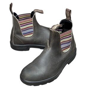 Blundstone #1409 Originals Brown Leather Stripes Trim Chelsea Boots Size 8.5